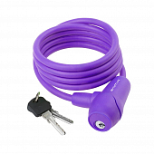 Велозамок с ключами тросовый M-Wave S 8.15 S силиконовый, violet