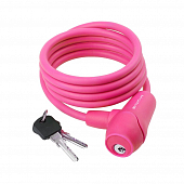 Велозамок с ключами тросовый M-Wave S 8.15 S силиконовый, pink